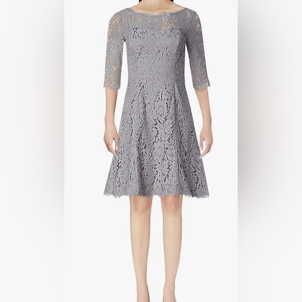 NWT Eliza J | Women's Quarter Length Sleeve Lace Fit and Flare Dress | S…